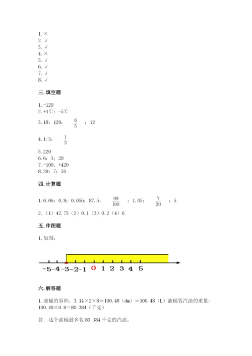 冀教版小学六年级下册数学期末综合素养测试卷及答案（易错题）.docx