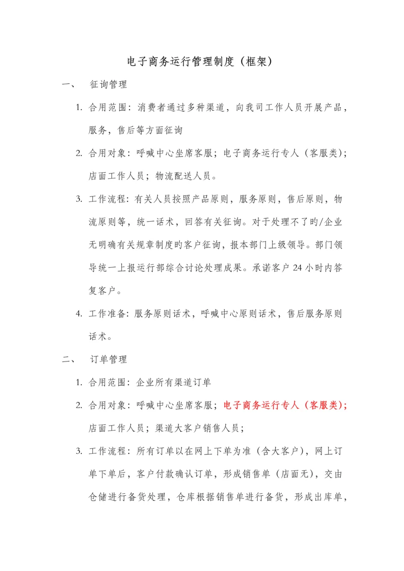 电子商务运营管理制度(框架).docx