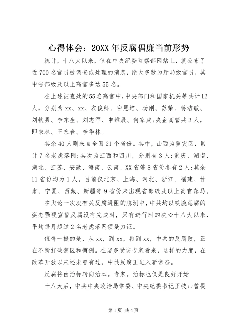 心得体会：20XX年反腐倡廉当前形势 (2).docx