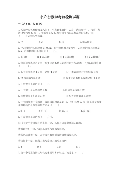 小升初数学考前检测试题及参考答案1套.docx