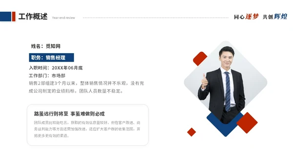 简约创意红蓝商务撞色年终总结暨新年计划工作总结工作计划ppt模板
