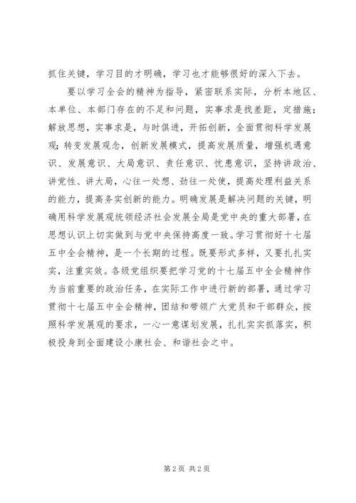 深入贯彻学习十七届五中全会体会.docx