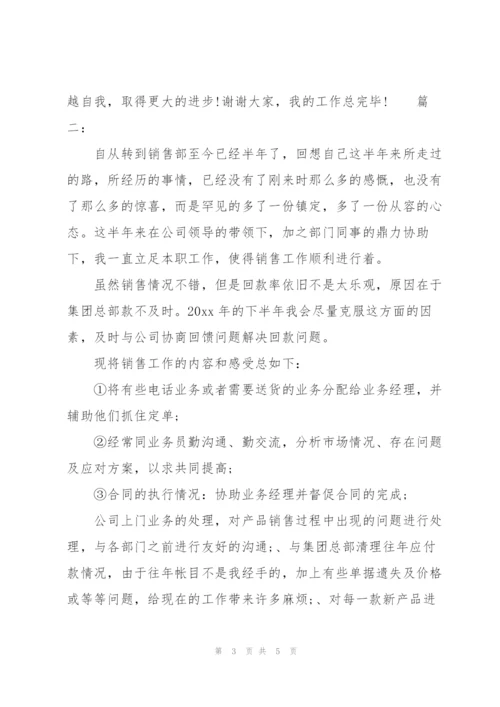 销售助理个人半年工作总结范本.docx