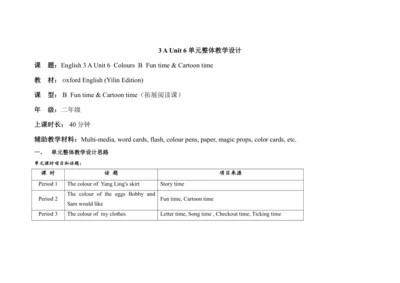 Unit 6 Colours  B  Fun time & Cartoon time 单元整体教学设