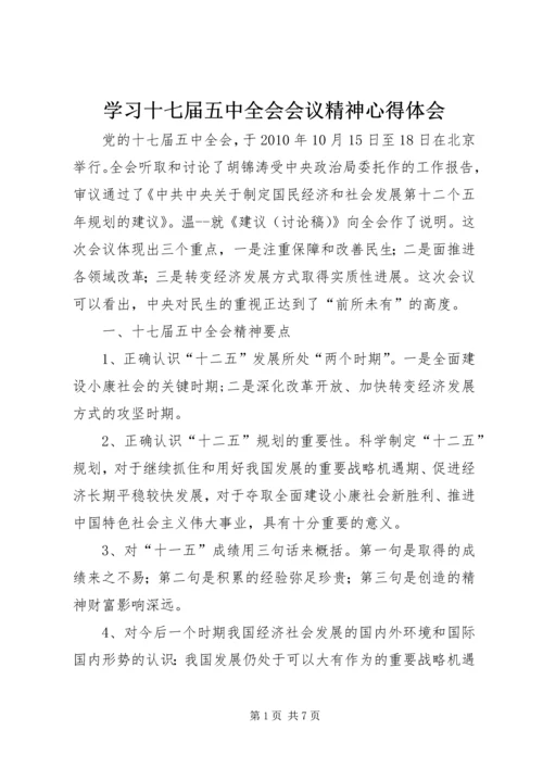 学习十七届五中全会会议精神心得体会.docx