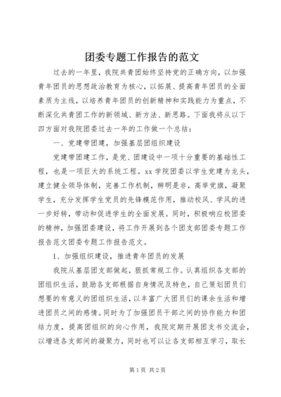 团委专题工作报告的范文.docx