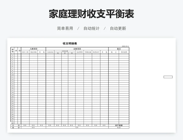 家庭理财收支平衡表