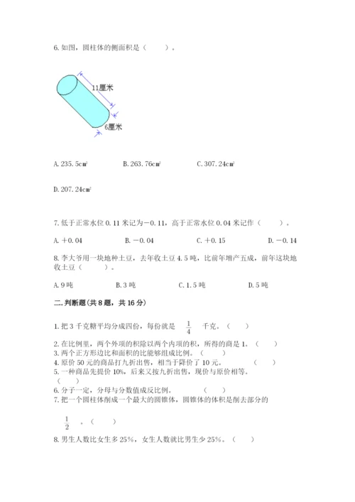 北京版小学六年级下册数学期末综合素养测试卷及完整答案（精选题）.docx