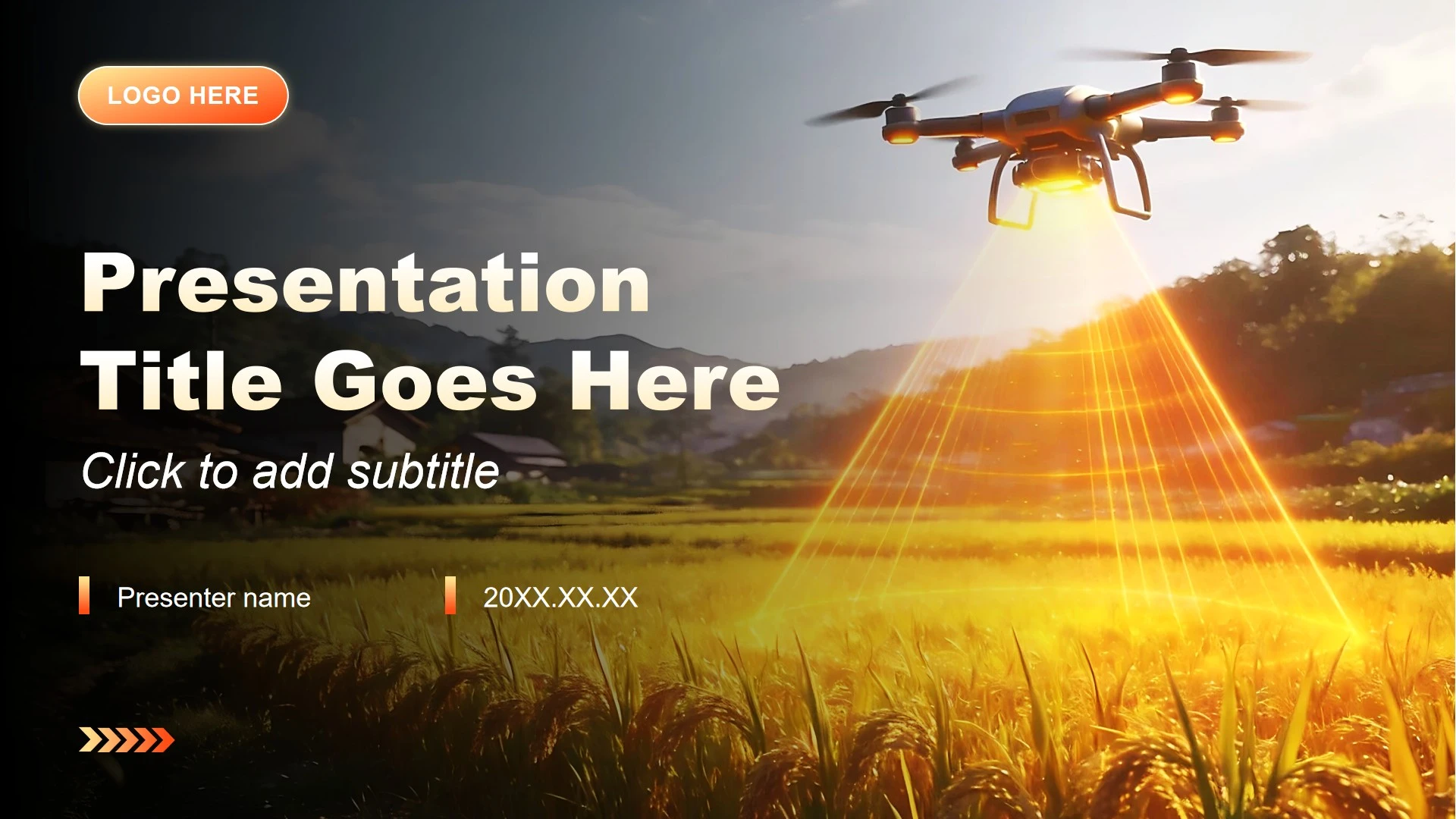 橙黄色简约风科技创新创业大赛汇报PPT主题模板