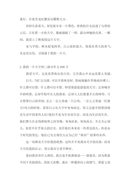 我的一片天空初三满分作文600字5篇.docx