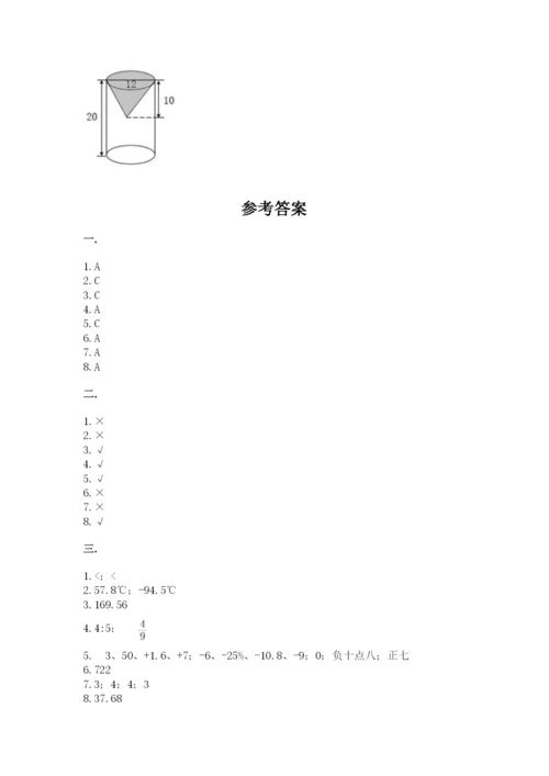 河南省平顶山市六年级下册数学期末测试卷（巩固）.docx