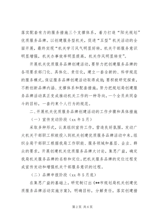 市规划局创优质服务品牌活动实施方案 (3).docx