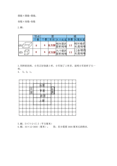 人教版五年级下册数学期中测试卷及一套答案.docx