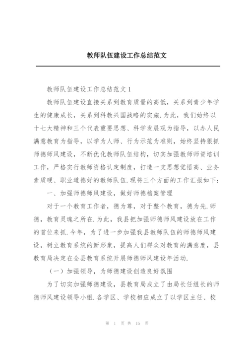 教师队伍建设工作总结范文.docx