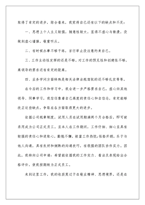 2022申请转正工作总结通用版