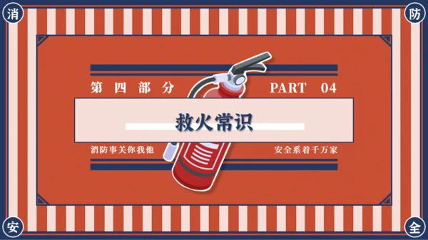 红蓝复古风消防安全主题班会PPT模板