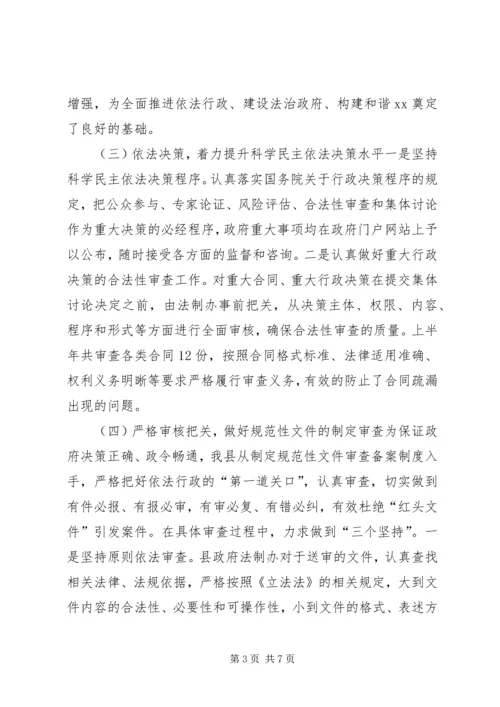 乡镇政府上半年法制工作总结.docx