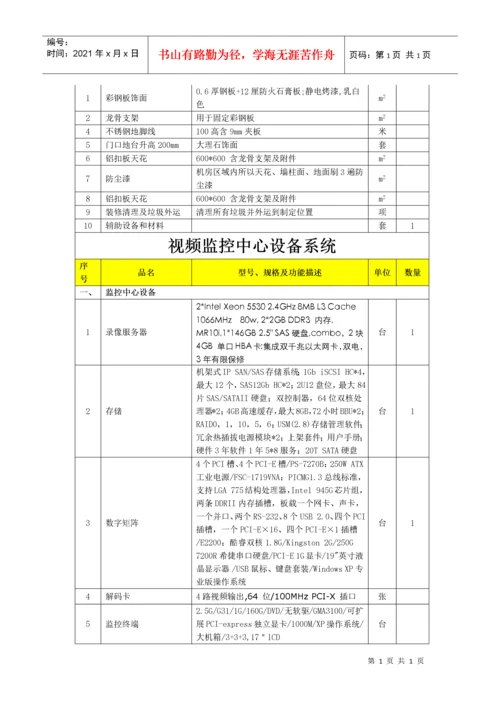 机房工程(机房建设)设备清单.docx