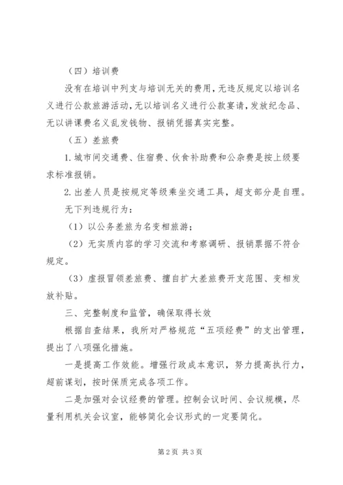 五项经费管理使用自查报告.docx