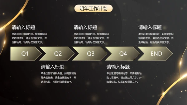 鎏金新年时钟年终工作总结带框架PPT模板