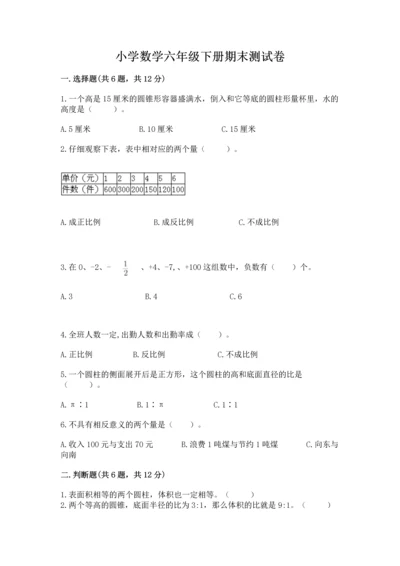 小学数学六年级下册期末测试卷附完整答案（典优）.docx