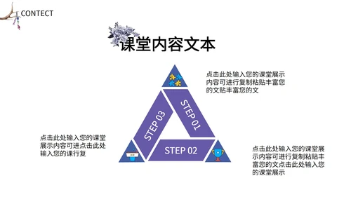 紫色手绘花朵教育教学PPT模板