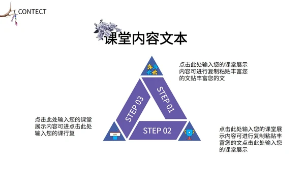 紫色手绘花朵教育教学PPT模板