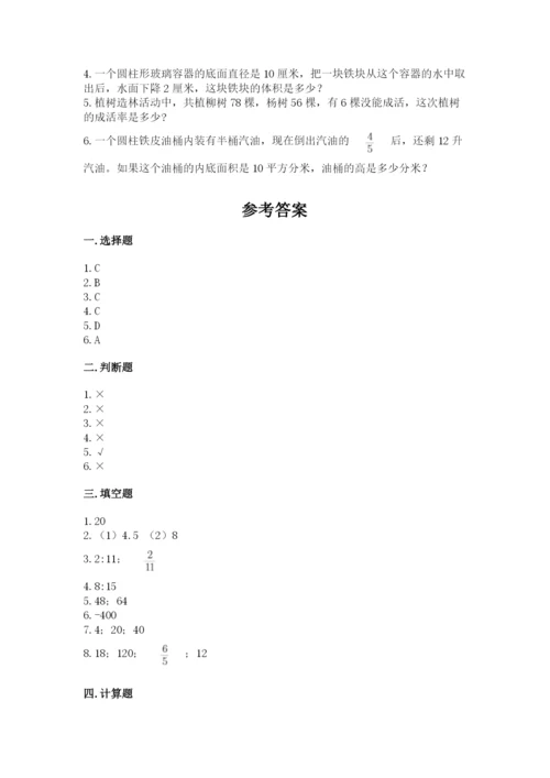清原满族自治县六年级下册数学期末测试卷精品.docx