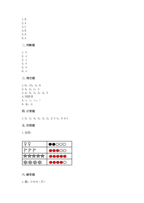 人教版一年级上册数学期中测试卷附参考答案（达标题）.docx