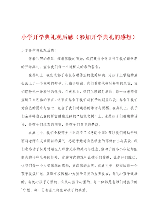 小学开学典礼观后感参加开学典礼的感想