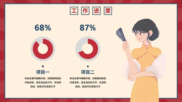 复古创意卡通插画民国风工作汇报PPT模板