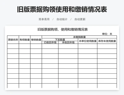 旧版票据购领使用和缴销情况表