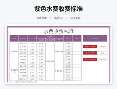 紫色水费收费标准
