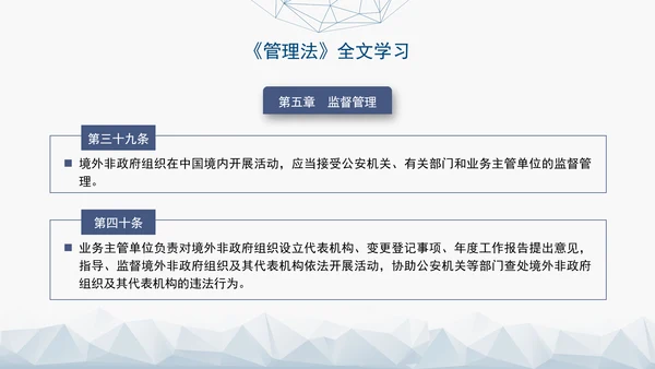 2024中华人民共和国境外非政府组织境内活动管理法解读PPT
