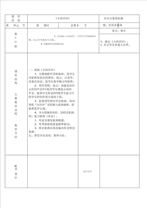 人音版一年级下册音乐全册教案136课时完美版介绍