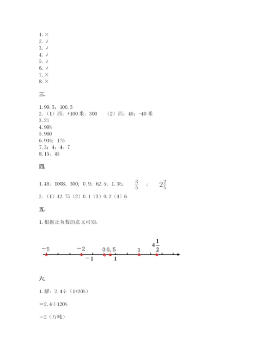 人教版六年级数学下学期期末测试题及参考答案【巩固】.docx