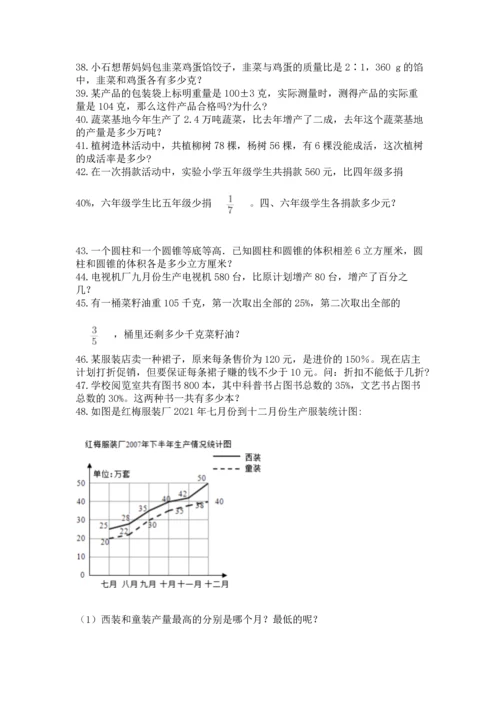 六年级小升初数学应用题50道（名校卷）.docx