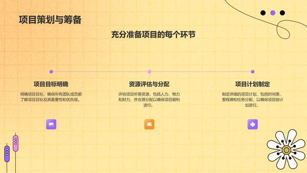 黄色手绘风清新花朵通用行业工作计划PPT模板