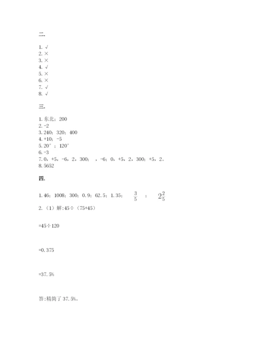 小学六年级数学毕业试题附参考答案（黄金题型）.docx