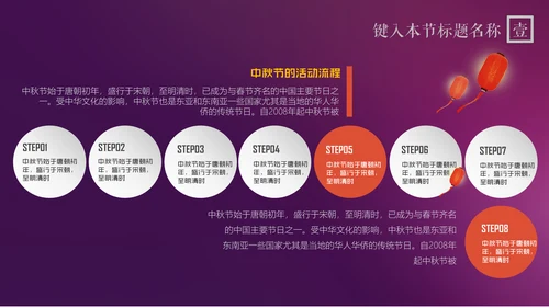紫色中秋节商务策划营销通用PPT模板