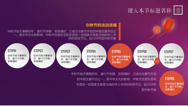 紫色中秋节商务策划营销通用PPT模板
