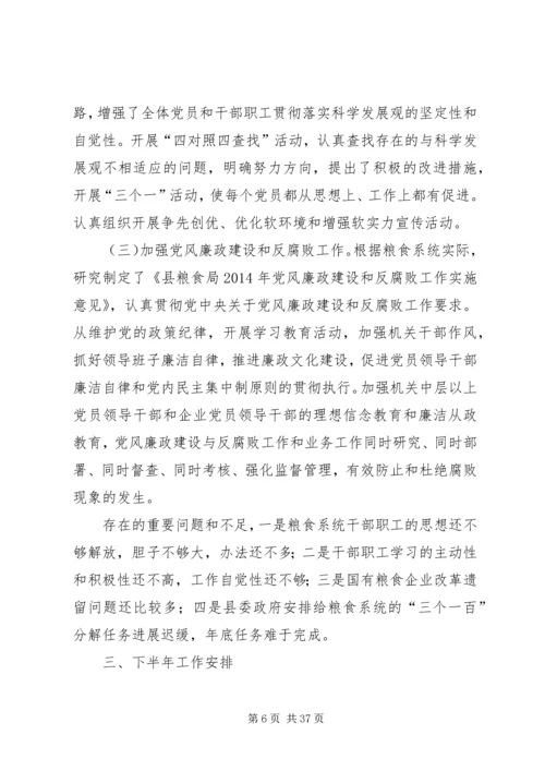 市粮食局XX年度上半年工作总结及下半年工作安排.docx