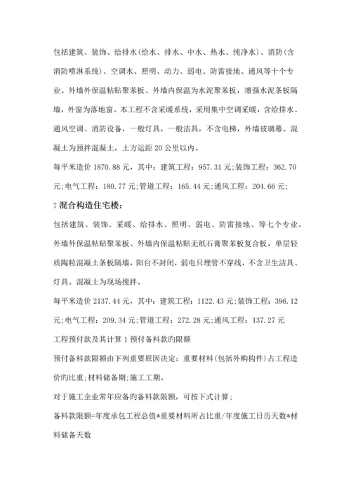 工程造价㎡汇总表-各种指标一网打尽.docx