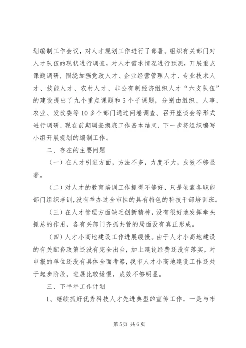 人才科人才半年工作总结及下半年工作思路.docx