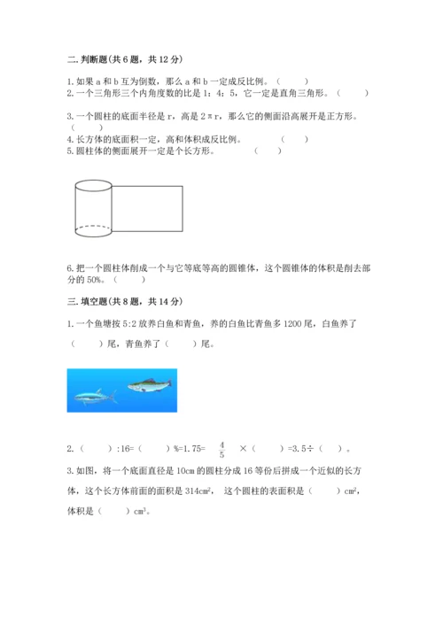 小学数学试卷六年级下册期末测试卷（典优）.docx