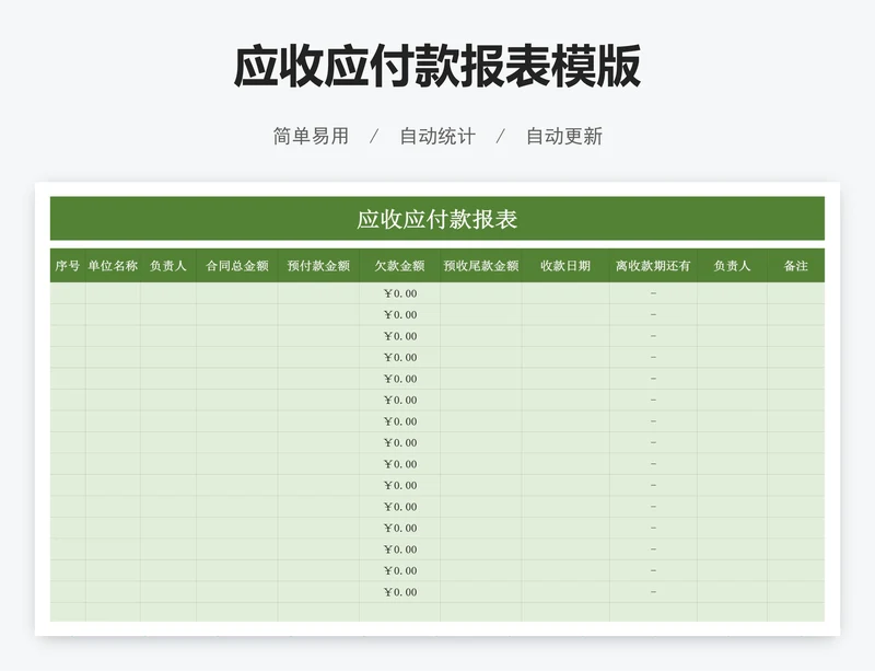 应收应付款报表模版