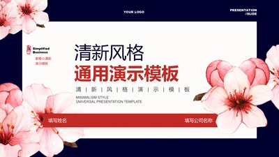 蓝粉色清新风总结汇报通用PPT演示模板