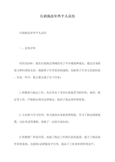 行政执法年终个人总结