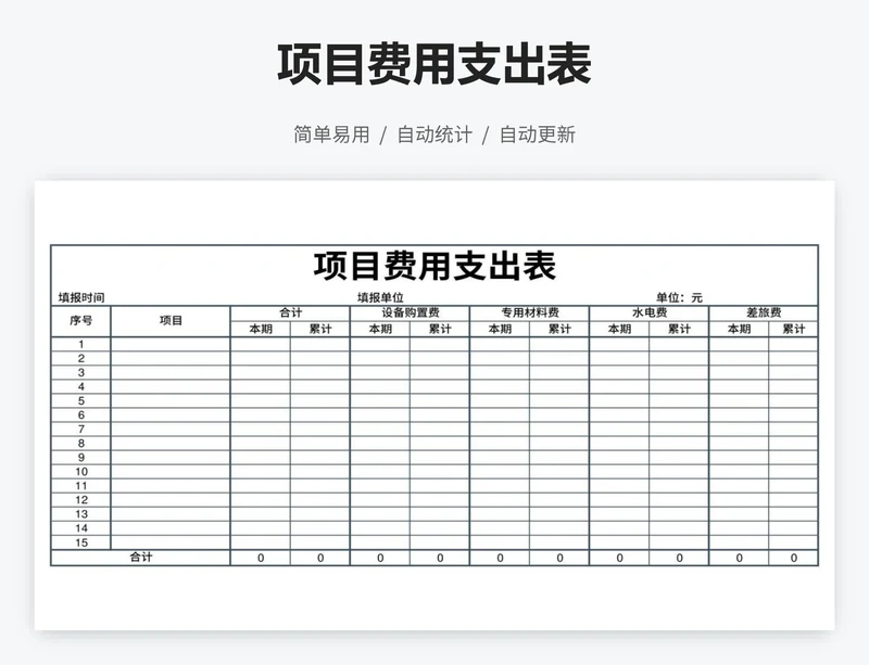 项目费用支出表