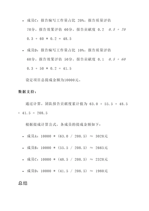 项目报告业绩提成方案